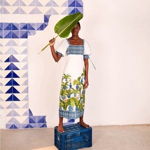 Farm Rio Vase Forest Maxi Dress Small